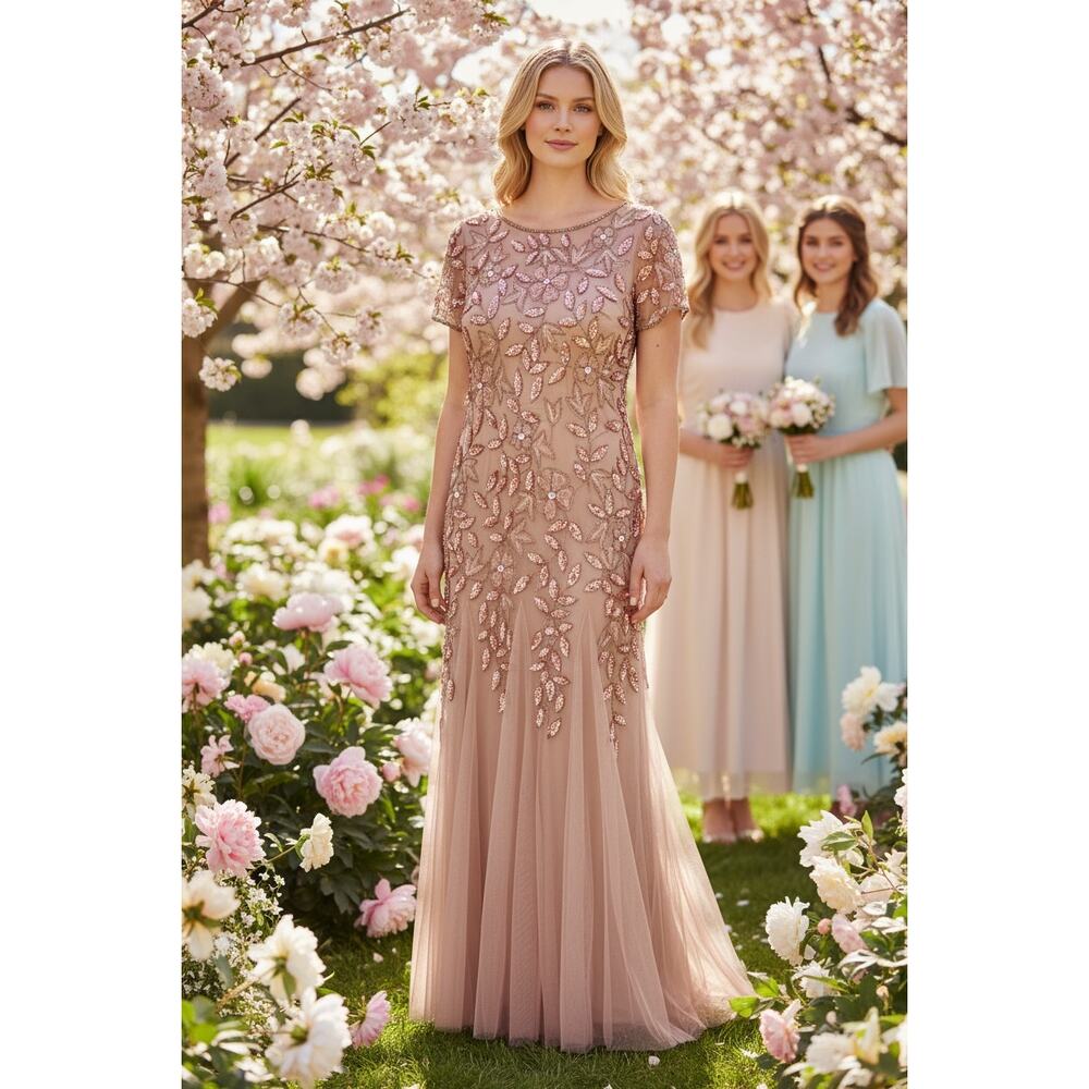 NWT ADRIANNA PAPELL DRESS GOWN MOTHER OF THE BRIDE WEDDING GUEST FORMAL EVENING